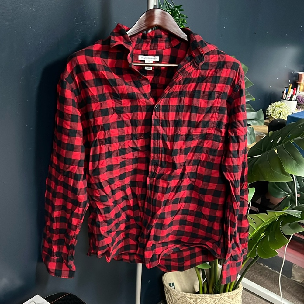 Amazon essential full sleeve red black men’s shirt